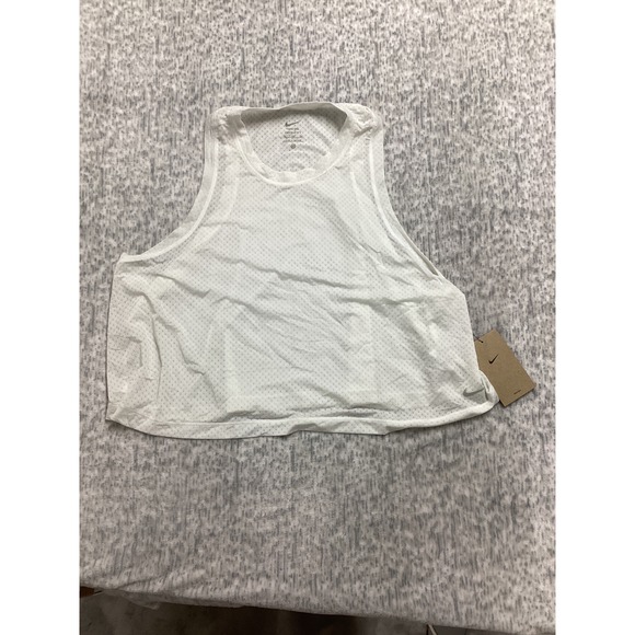 Nike Tops - Nike One Dri-FIT Womens Mesh Cropped Tank Top‎ White FN4112-100 XL NEW